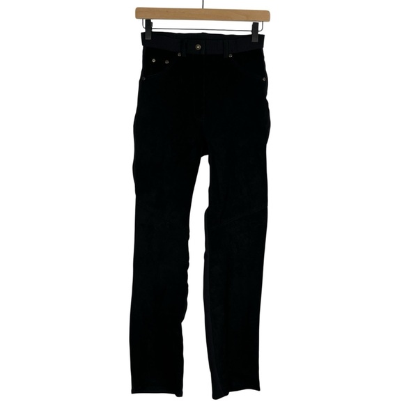 Vintage Black Suede Front and Spandex Women's Straight Leg Pants XS MITCHIE'S - Picture 1 of 8